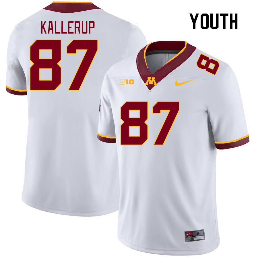 Youth #87 Nick Kallerup Minnesota Golden Gophers College Football Jerseys Stitched-White - Click Image to Close